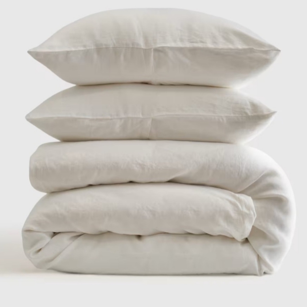 NWOT QUINCE European Linen Duvet Cover Set. King/Cal King Natural Chambray 6114